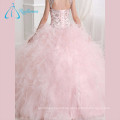 Sequined Perlen Kristall Rüschen Rosa Quinceanera Kleider Ballkleid